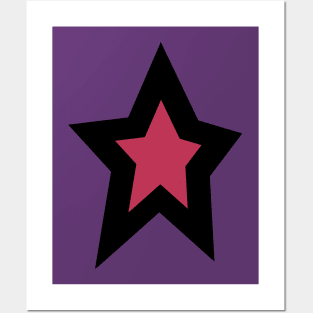 Viva Magenta Star Thick Black Line Posters and Art